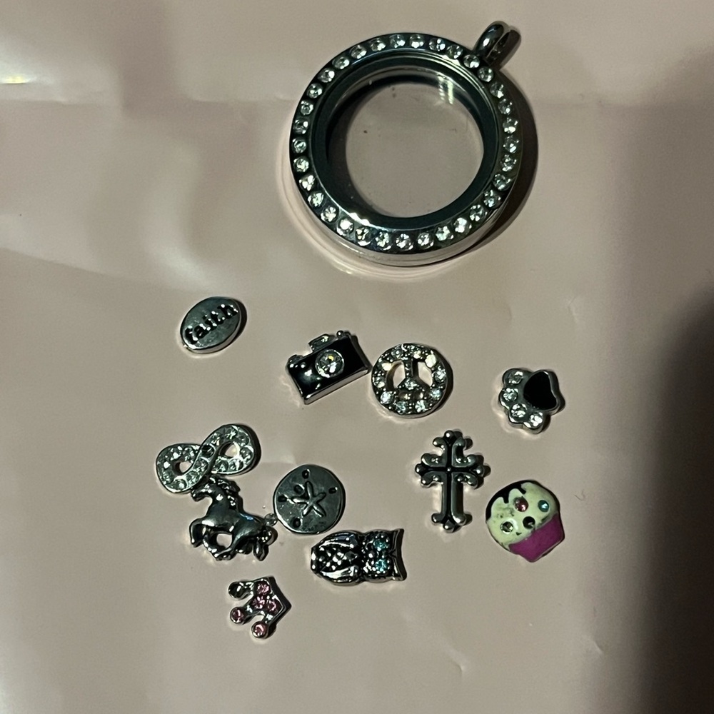 Origami Owl Silver Locket with Charms